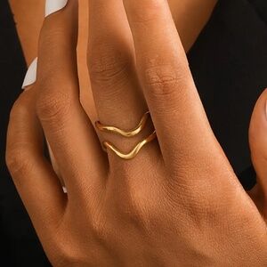 Simple Water Ripple Line Open Adjastable Ring